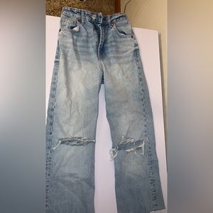 zara flared jeans with knee rips